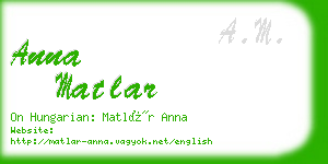 anna matlar business card